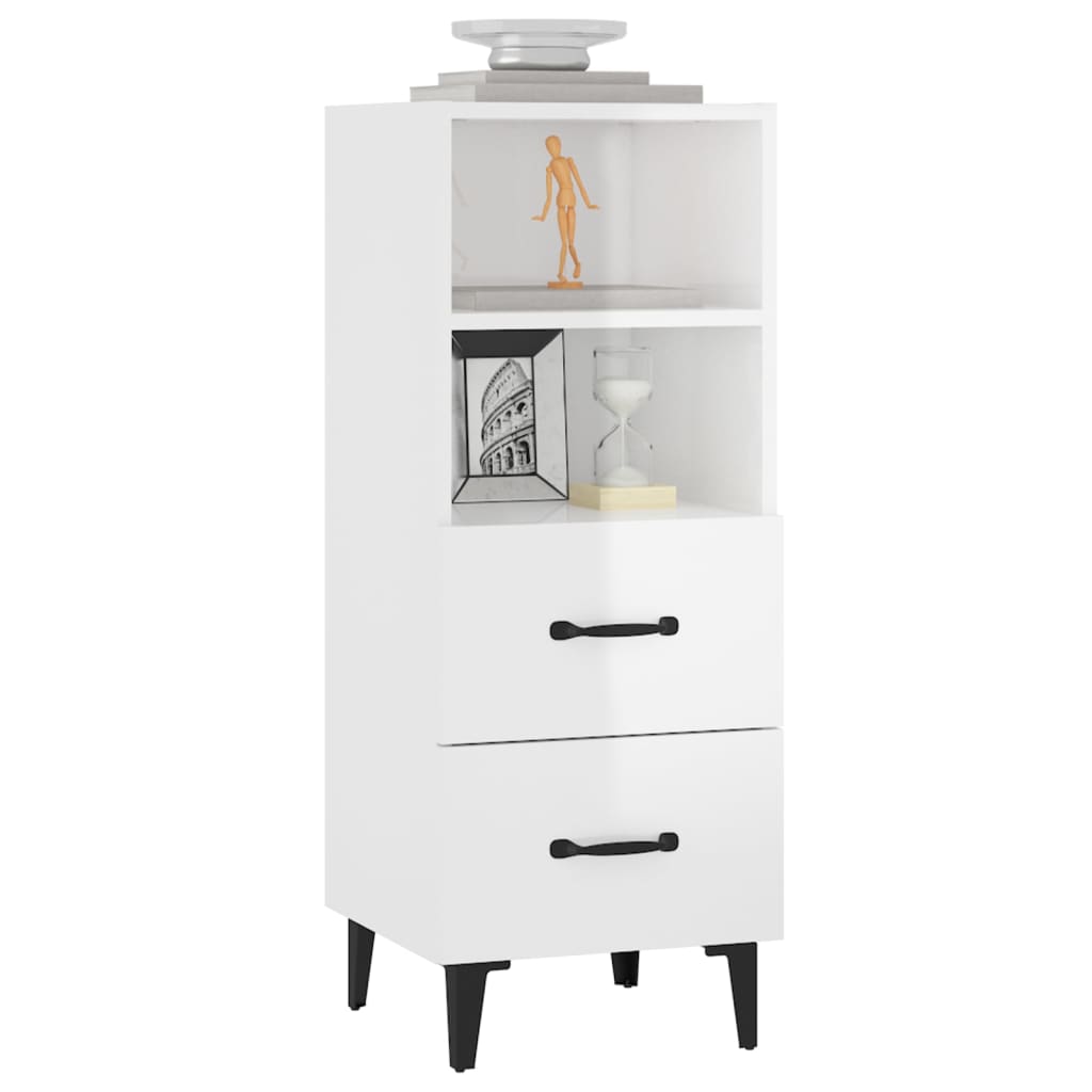 Dressoir 34,5X34X90 Cm Bewerkt Hout Hoogglans Wit