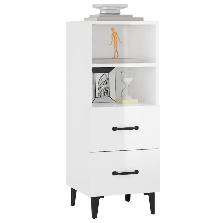 Dressoir 34,5X34X90 Cm Bewerkt Hout Hoogglans Wit