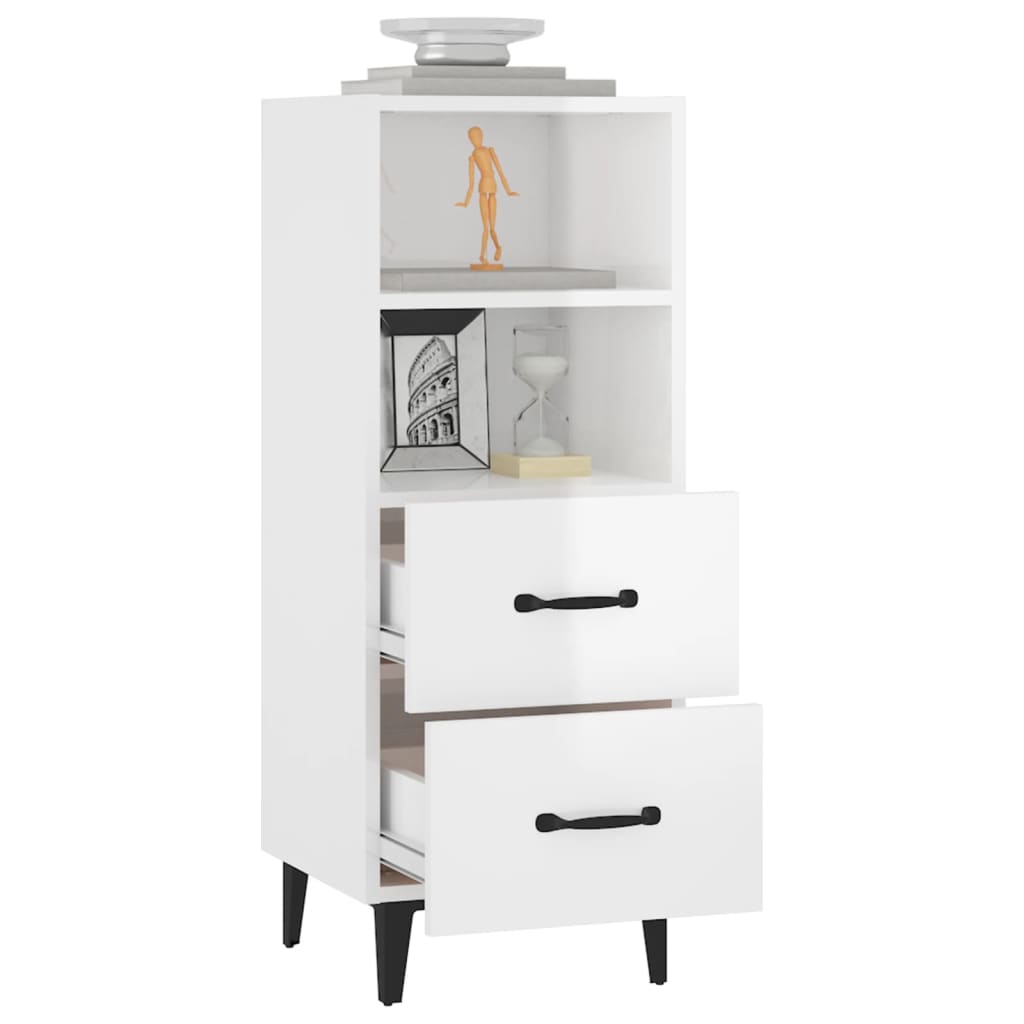 Dressoir 34,5X34X90 Cm Bewerkt Hout Hoogglans Wit