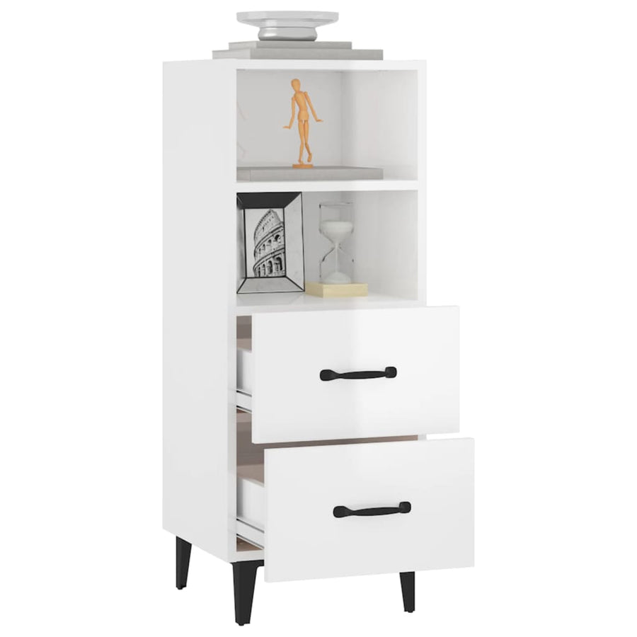 Dressoir 34,5X34X90 Cm Bewerkt Hout Hoogglans Wit