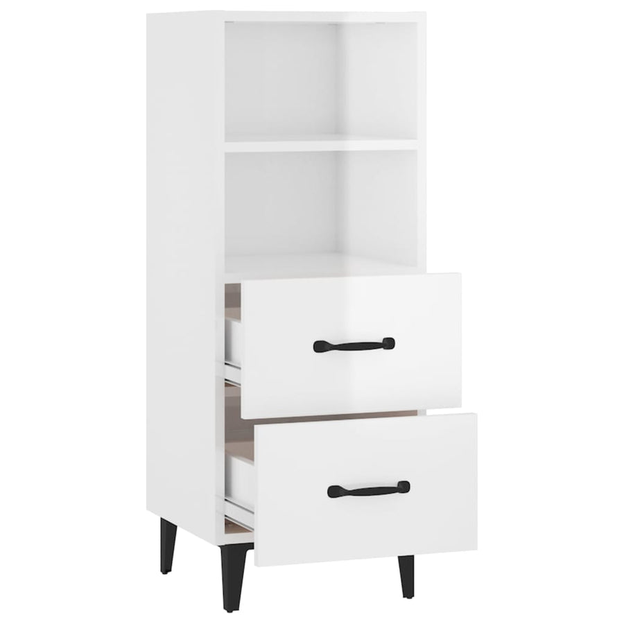 Dressoir 34,5X34X90 Cm Bewerkt Hout Hoogglans Wit