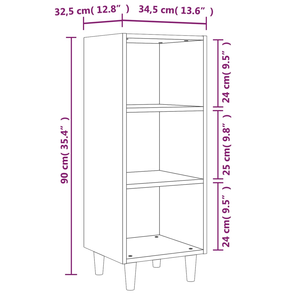 Dressoir 34,5X32,5X90 Cm Bewerkt Hout Betongrijs