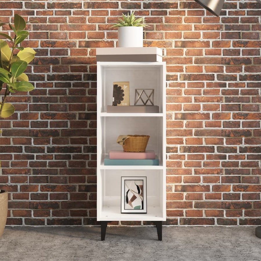 Dressoir 34,5X32,5X90 Cm Bewerkt Hout Hoogglans Wit