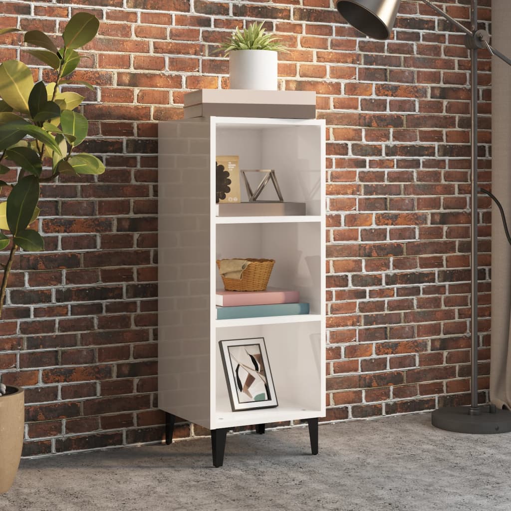 Dressoir 34,5X32,5X90 Cm Bewerkt Hout Hoogglans Wit