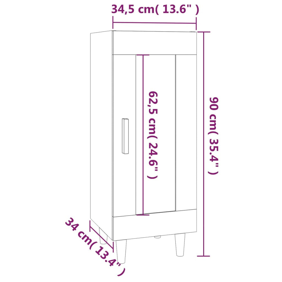 Dressoir 34,5X34X90 Cm Bewerkt Hout Sonoma eiken