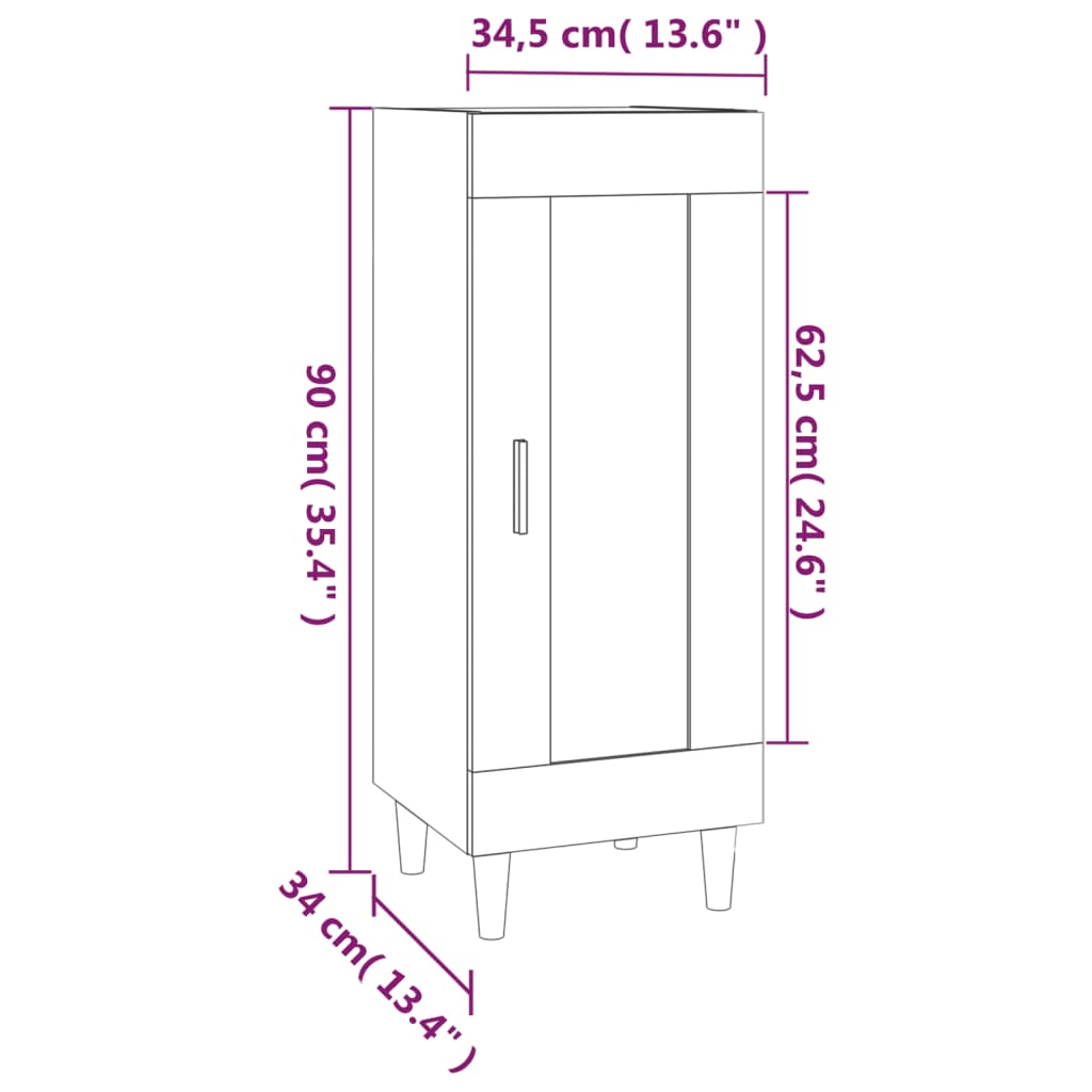 Dressoir 34,5X34X90 Cm Bewerkt Hout Zwart
