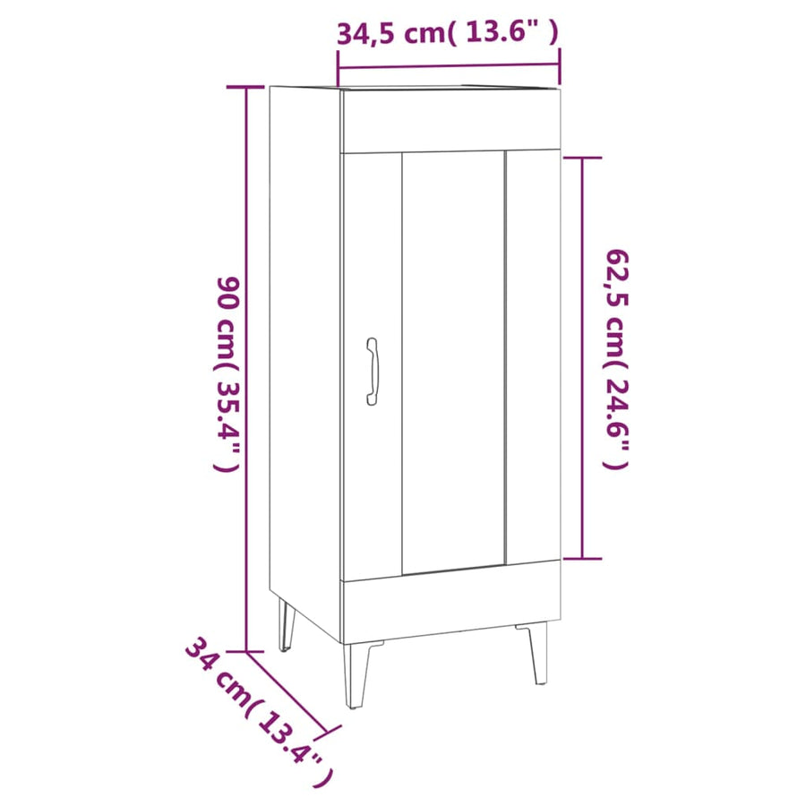 Dressoir 34,5X34X90 Cm Bewerkt Hout Betongrijs