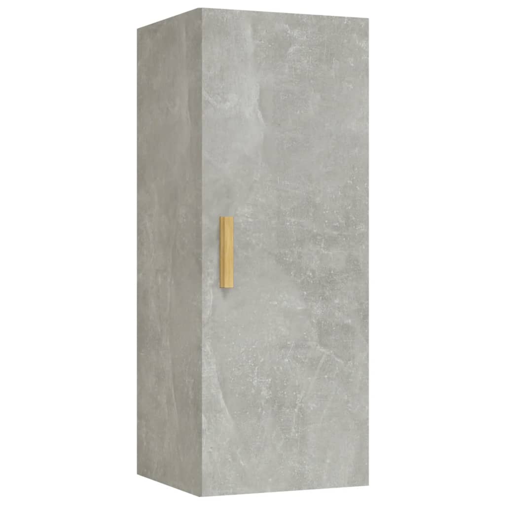 Wandkast 34,5X34X90 Cm Bewerkt Hout Betongrijs