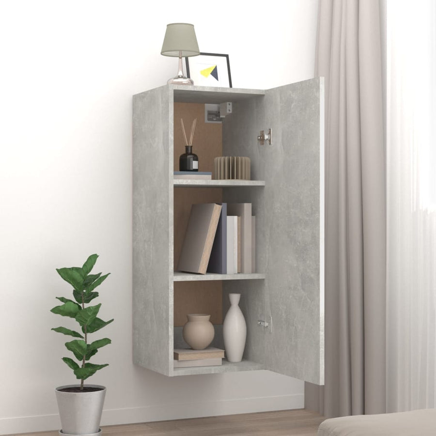Wandkast 34,5X34X90 Cm Bewerkt Hout Betongrijs