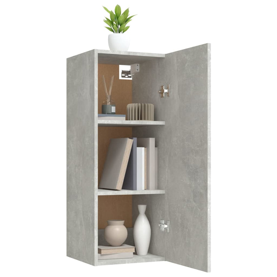 Wandkast 34,5X34X90 Cm Bewerkt Hout Betongrijs