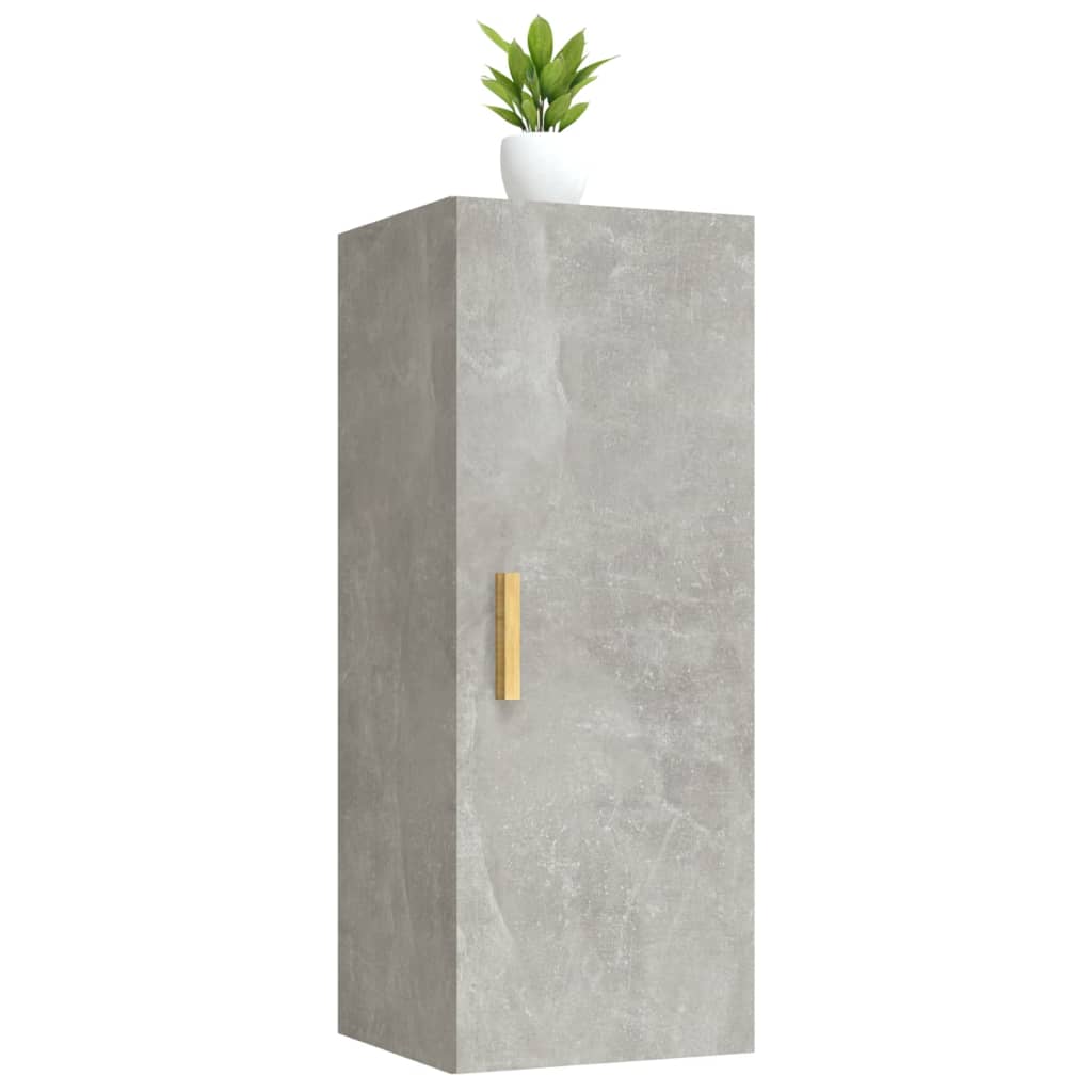 Wandkast 34,5X34X90 Cm Bewerkt Hout Betongrijs