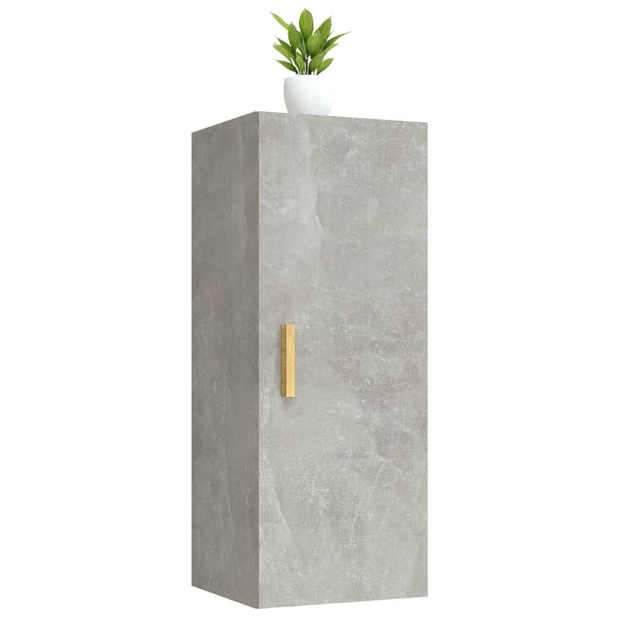 Wandkast 34,5X34X90 Cm Bewerkt Hout Betongrijs