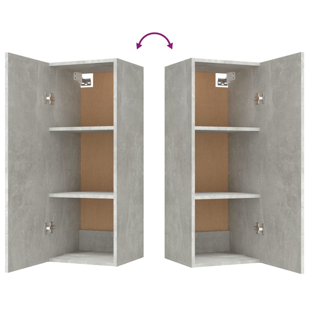 Wandkast 34,5X34X90 Cm Bewerkt Hout Betongrijs