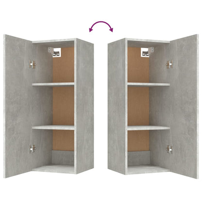Wandkast 34,5X34X90 Cm Bewerkt Hout Betongrijs