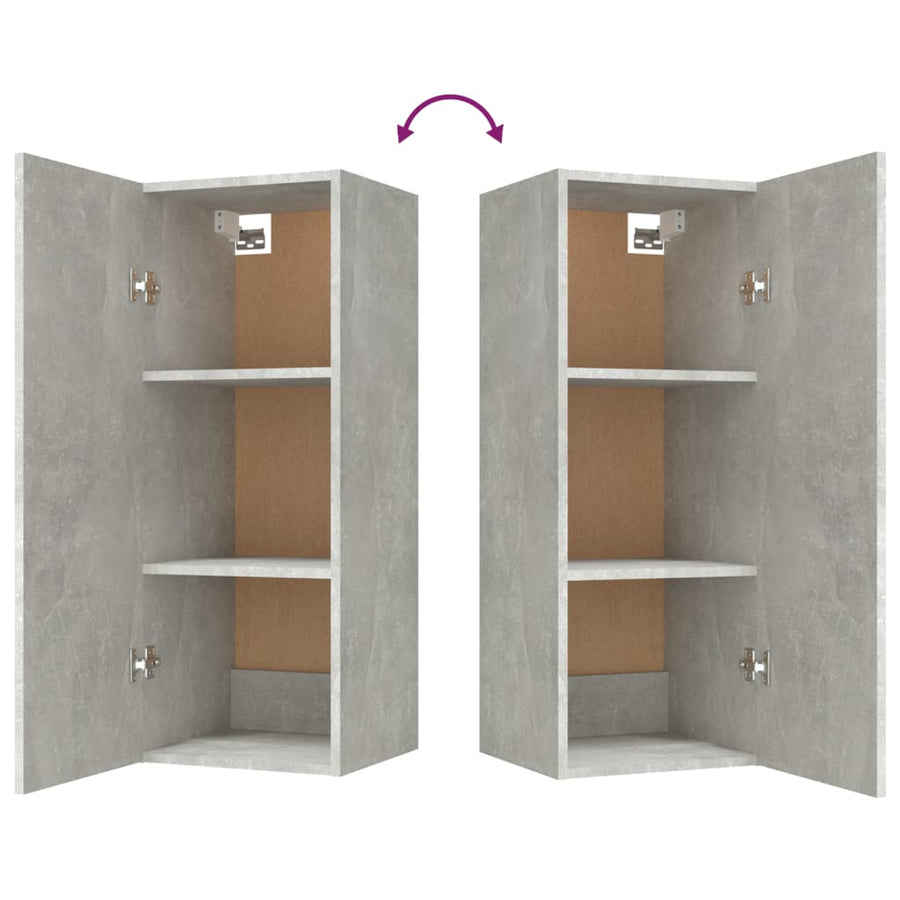 Wandkast 34,5X34X90 Cm Bewerkt Hout Betongrijs
