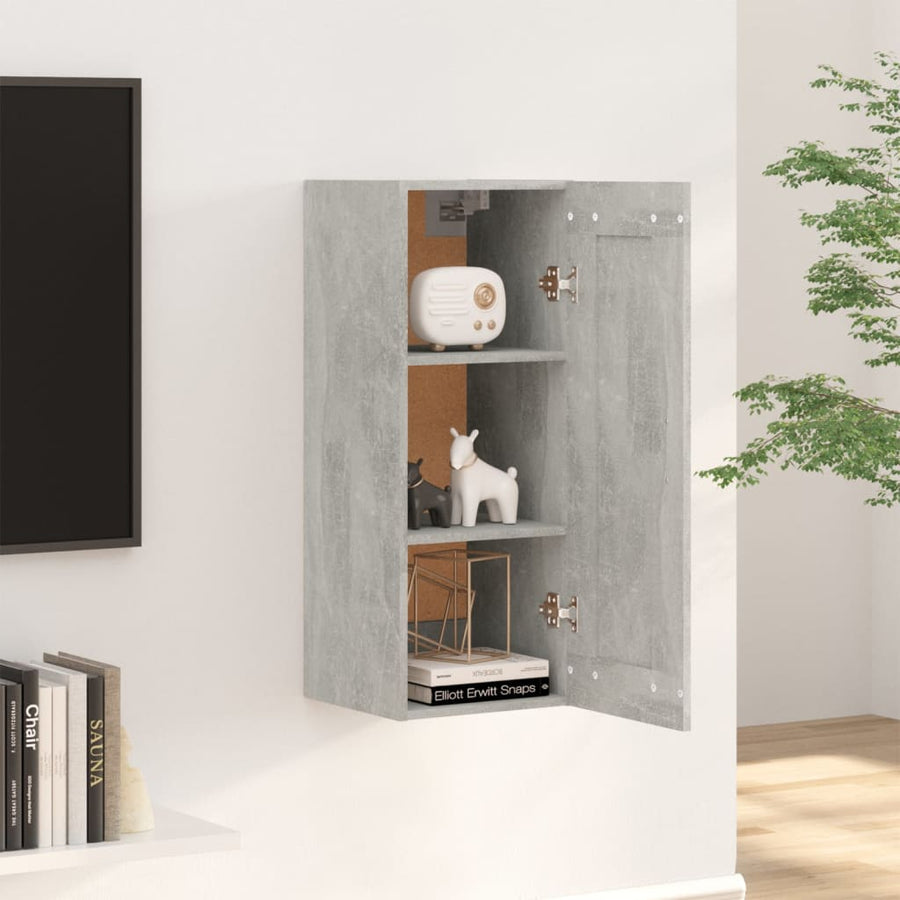 Wandkast 35X34X90 Cm Bewerkt Hout Betongrijs