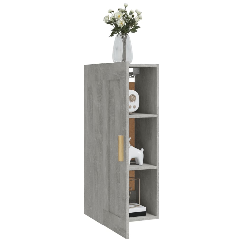 Wandkast 35X34X90 Cm Bewerkt Hout Betongrijs