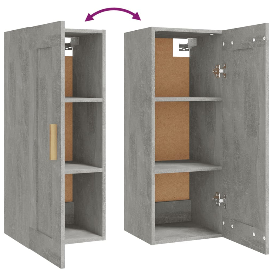Wandkast 35X34X90 Cm Bewerkt Hout Betongrijs