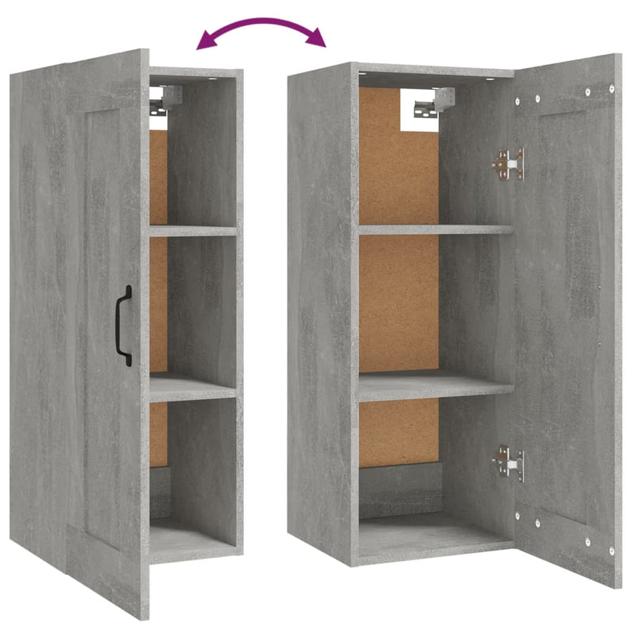 Hangkast 35X34X90 Cm Bewerkt Hout Betongrijs