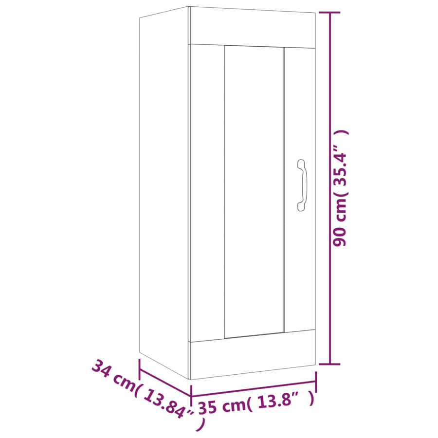 Hangkast 35X34X90 Cm Bewerkt Hout Betongrijs