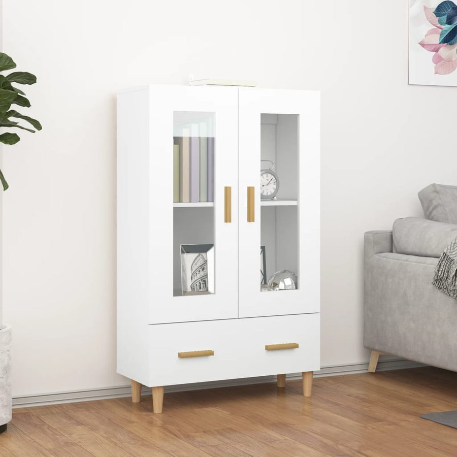 Hoge Kast 70X31X115 Cm Bewerkt Hout Wit