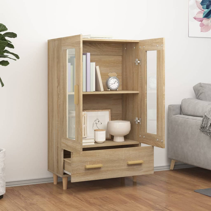 Hoge Kast 70X31X115 Cm Bewerkt Hout Kleurig Sonoma eiken