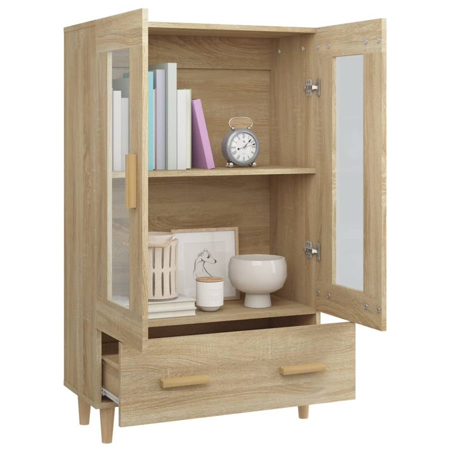 Hoge Kast 70X31X115 Cm Bewerkt Hout Kleurig Sonoma eiken