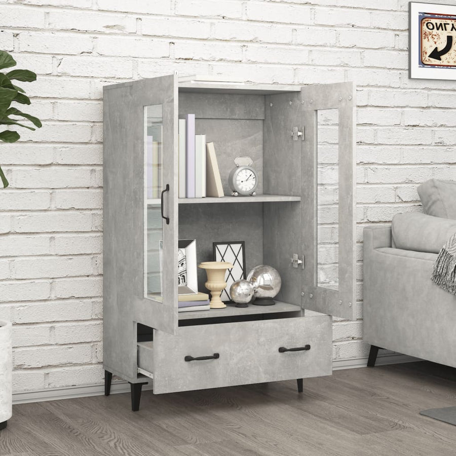 Hoge Kast 70X31X115 Cm Bewerkt Hout Betongrijs