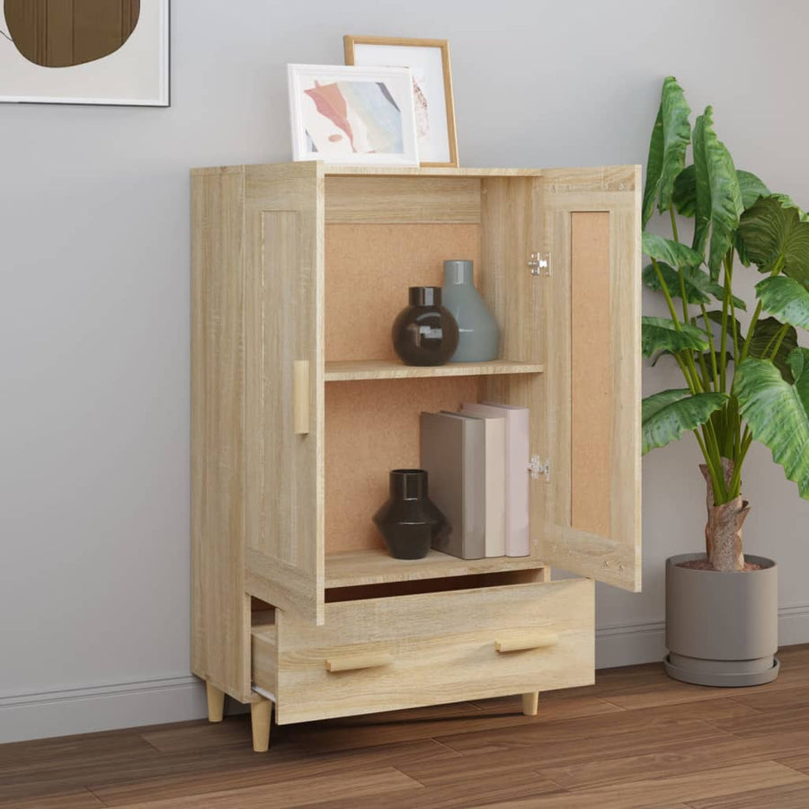 Hoge Kast 70X31X115 Cm Bewerkt Hout Kleurig Sonoma eiken