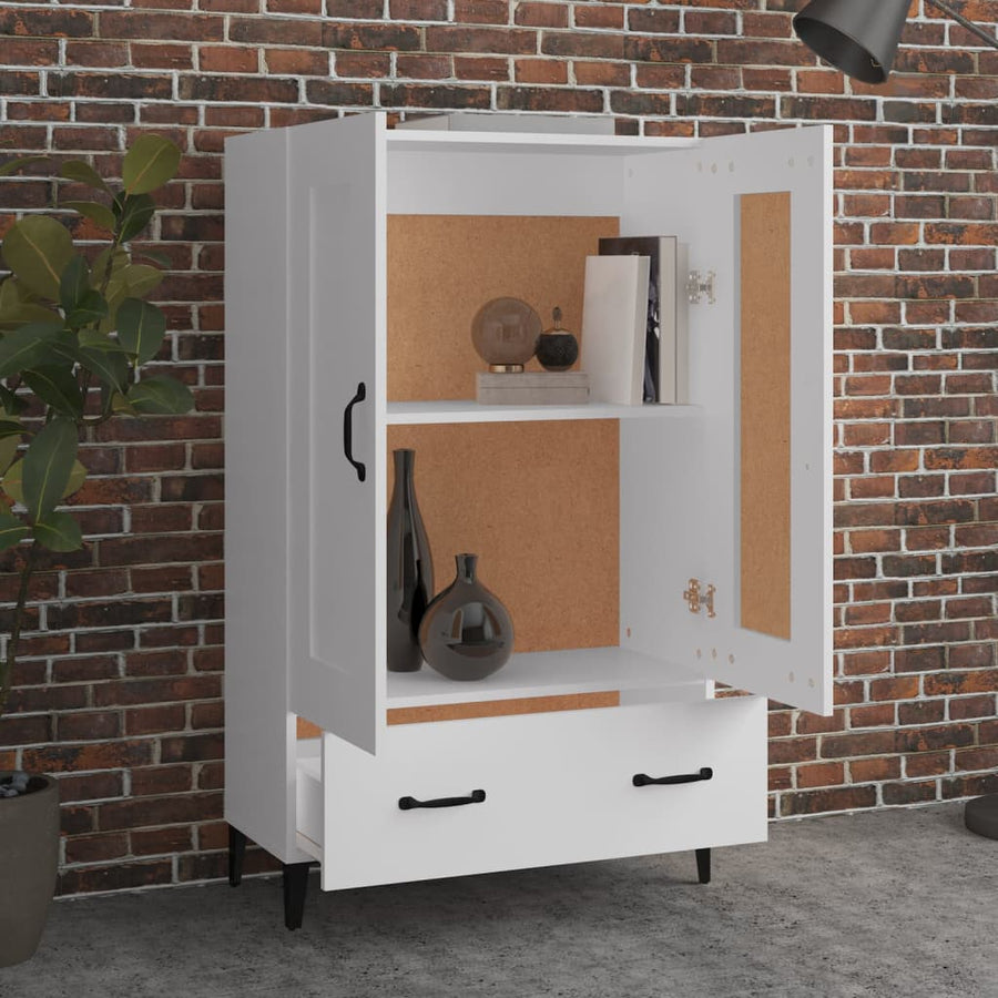 Hoge Kast 70X31X115 Cm Bewerkt Hout Wit