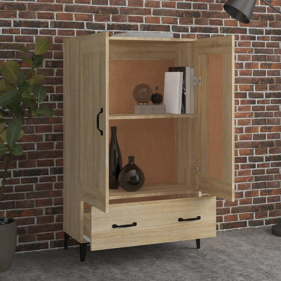 Hoge Kast 70X31X115 Cm Bewerkt Hout Kleurig Sonoma eiken