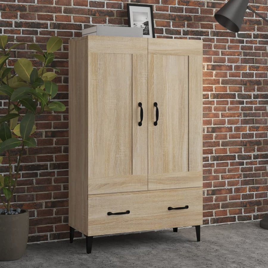 Hoge Kast 70X31X115 Cm Bewerkt Hout Kleurig Sonoma eiken