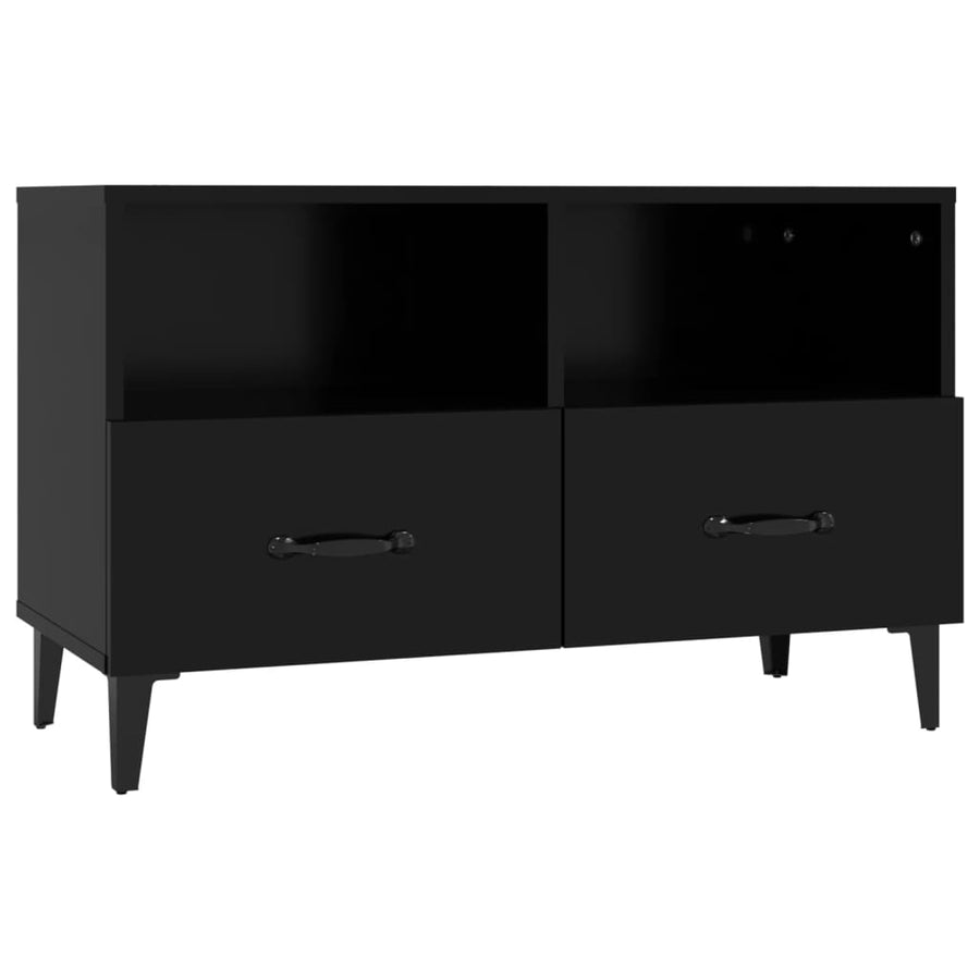 Tv-Meubel 80X36X50 Cm Bewerkt Hout Zwart