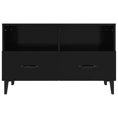 Tv-Meubel 80X36X50 Cm Bewerkt Hout Zwart