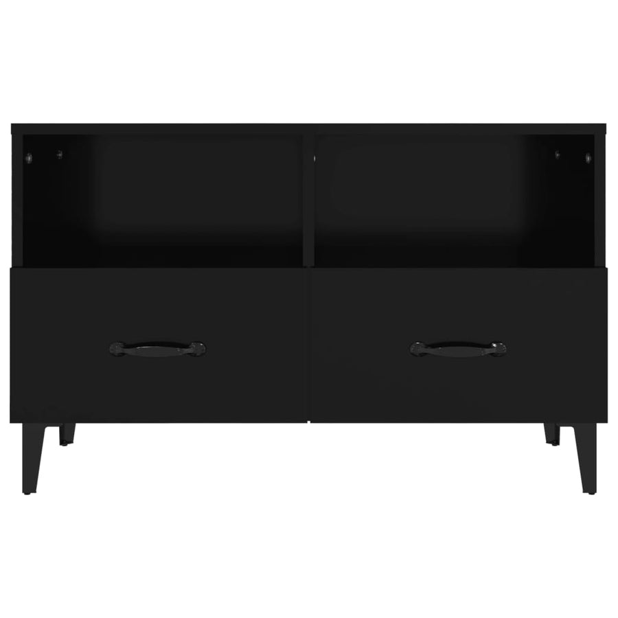 Tv-Meubel 80X36X50 Cm Bewerkt Hout Zwart
