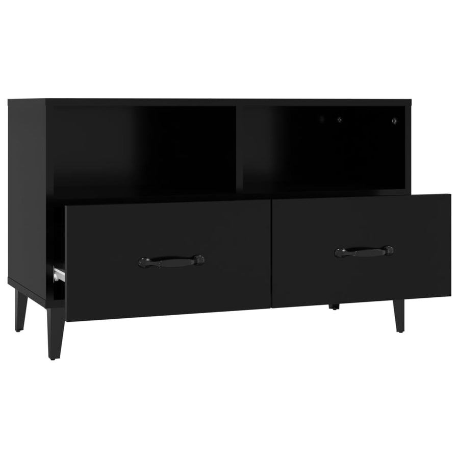 Tv-Meubel 80X36X50 Cm Bewerkt Hout Zwart