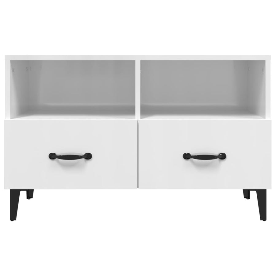 Tv-Meubel 80X36X50 Cm Bewerkt Hout Hoogglans wit