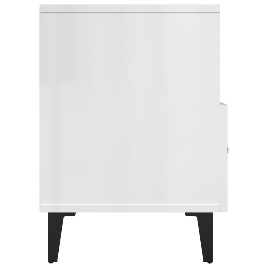 Tv-Meubel 80X36X50 Cm Bewerkt Hout Hoogglans wit