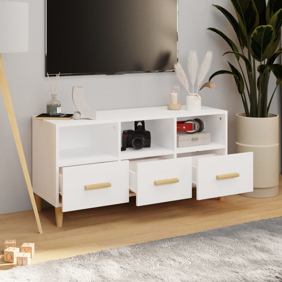 Tv-Meubel 02X36X50 Cm Bewerkt Hout Wit