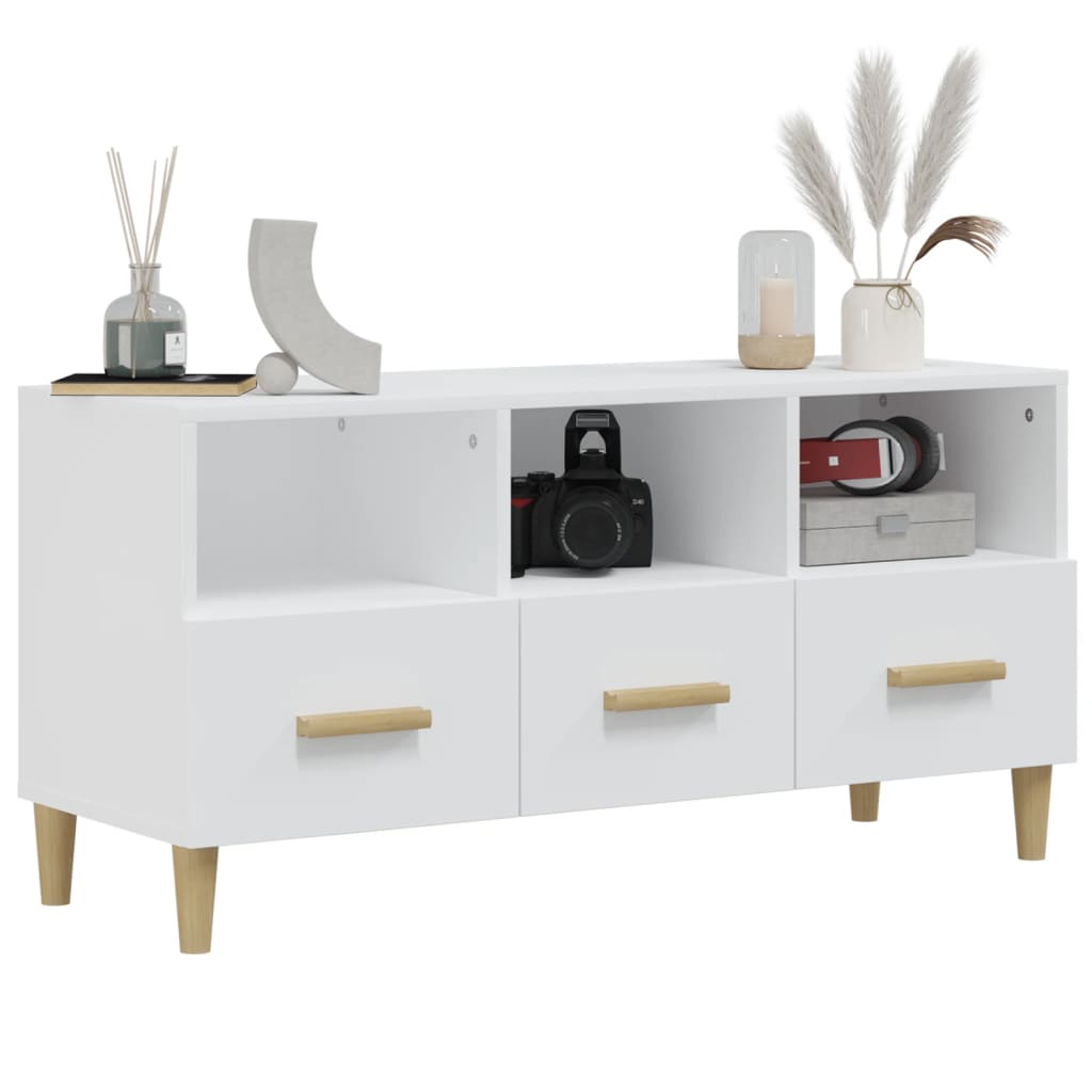 Tv-Meubel 02X36X50 Cm Bewerkt Hout Wit