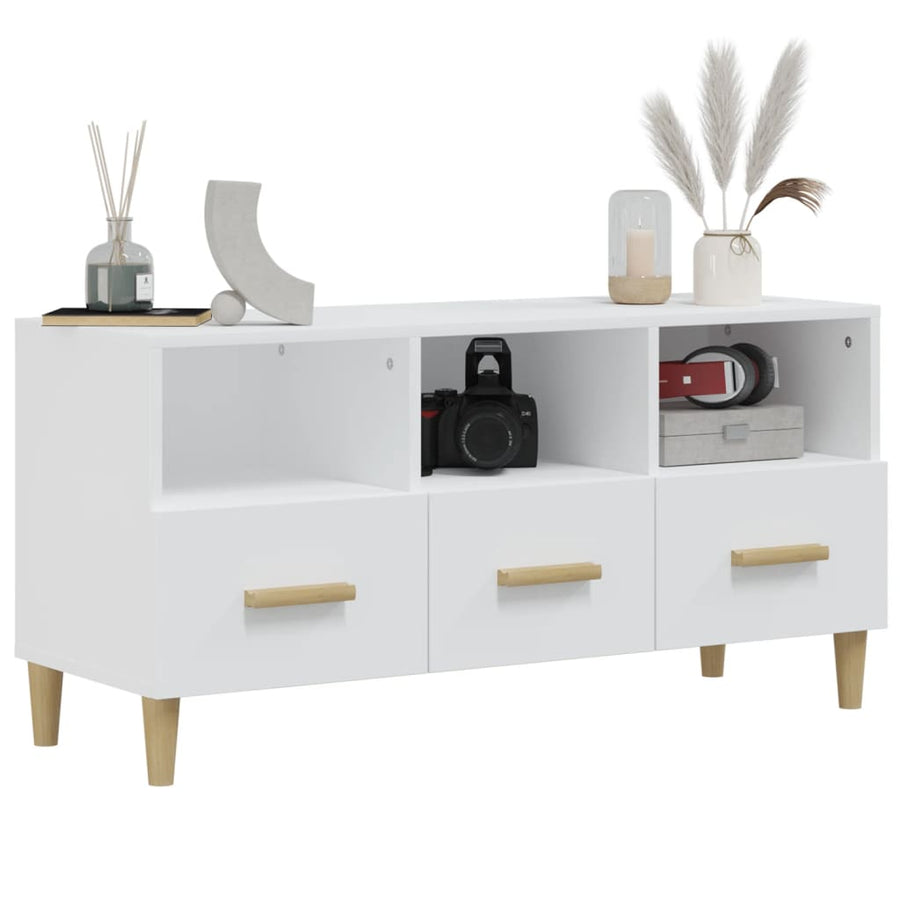 Tv-Meubel 02X36X50 Cm Bewerkt Hout Wit