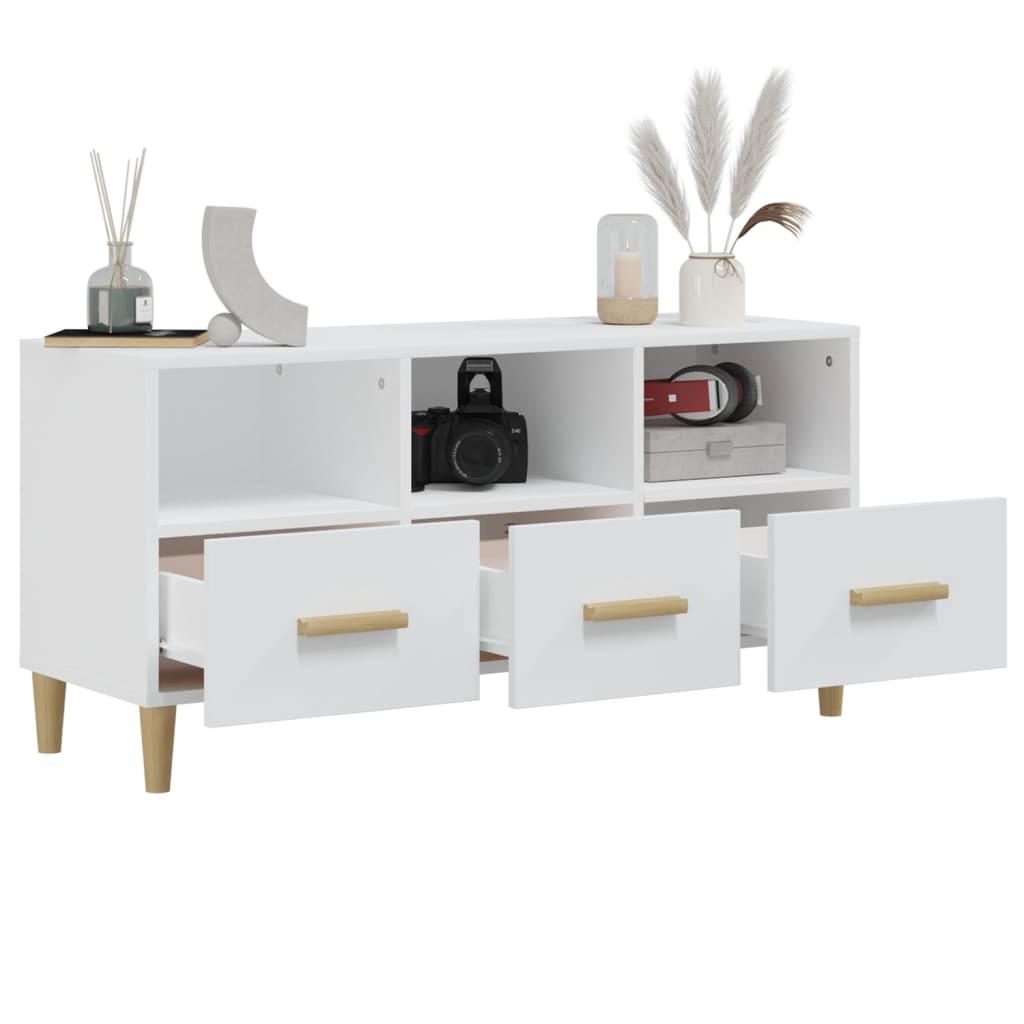 Tv-Meubel 02X36X50 Cm Bewerkt Hout Wit