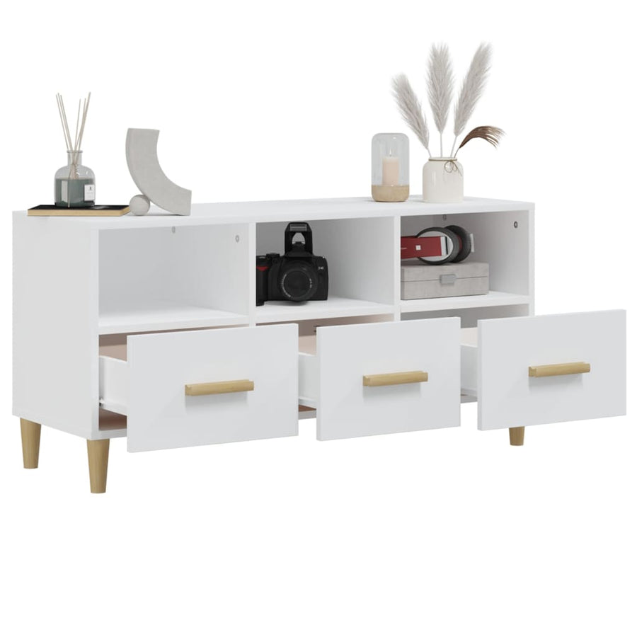 Tv-Meubel 02X36X50 Cm Bewerkt Hout Wit