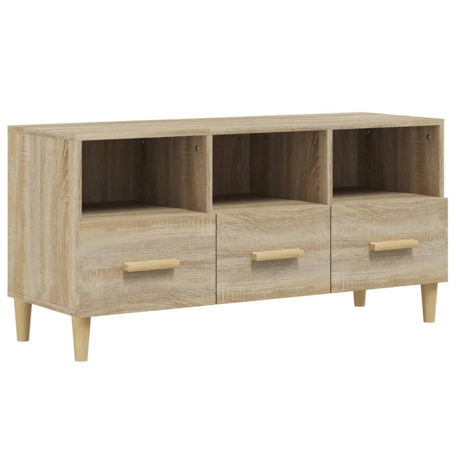 Tv-Meubel 102X36X50 Cm Bewerkt Hout Sonoma Eikenkleurig