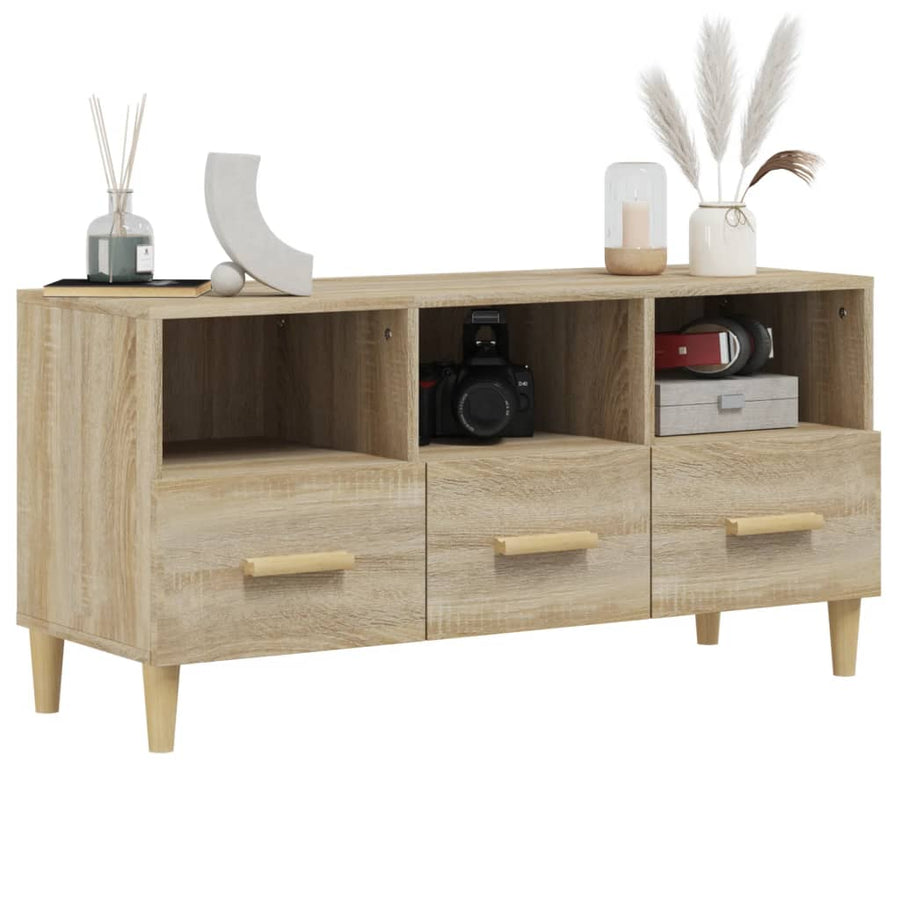 Tv-Meubel 102X36X50 Cm Bewerkt Hout Sonoma Eikenkleurig