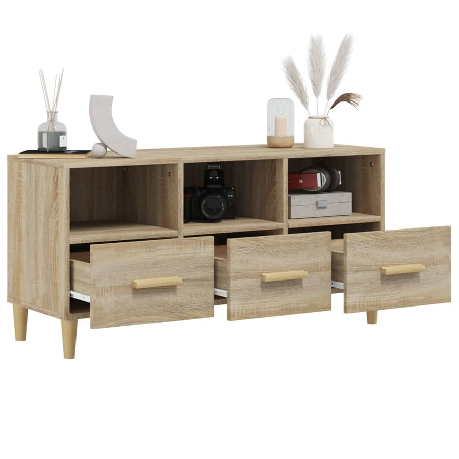 Tv-Meubel 102X36X50 Cm Bewerkt Hout Sonoma Eikenkleurig