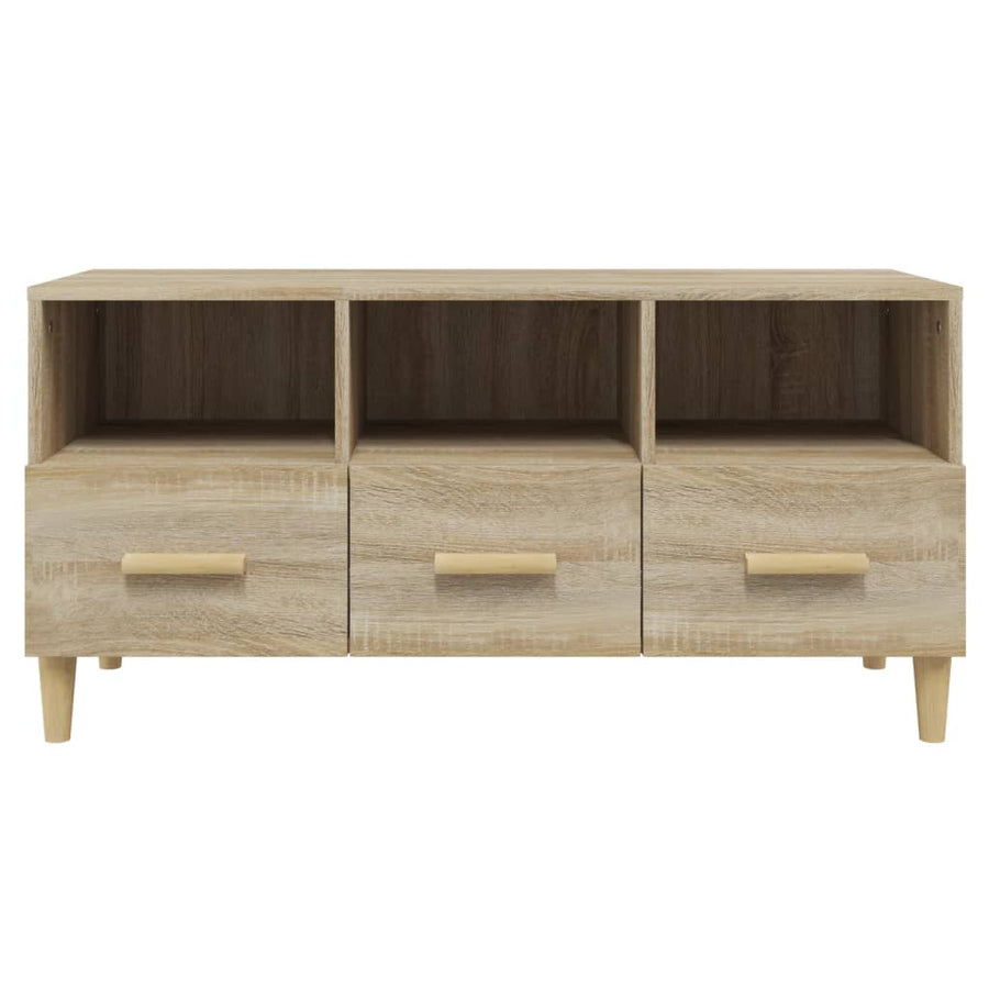 Tv-Meubel 102X36X50 Cm Bewerkt Hout Sonoma Eikenkleurig
