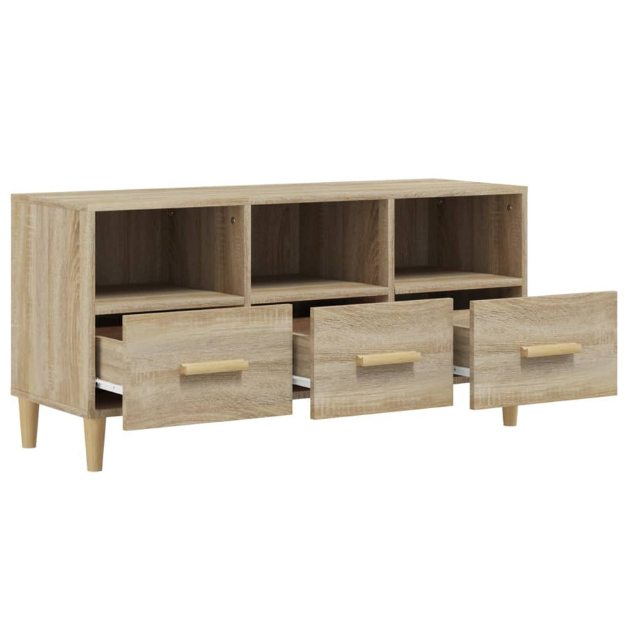 Tv-Meubel 102X36X50 Cm Bewerkt Hout Sonoma Eikenkleurig