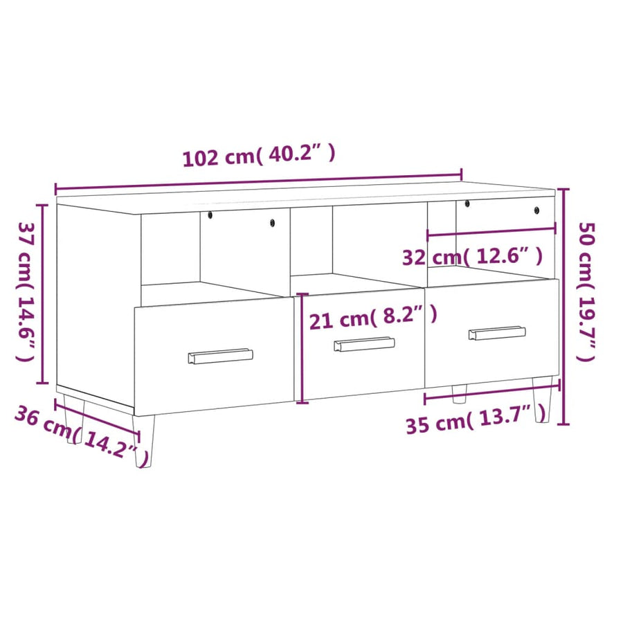 Tv-Meubel 02X36X50 Cm Bewerkt Hout Betongrijs