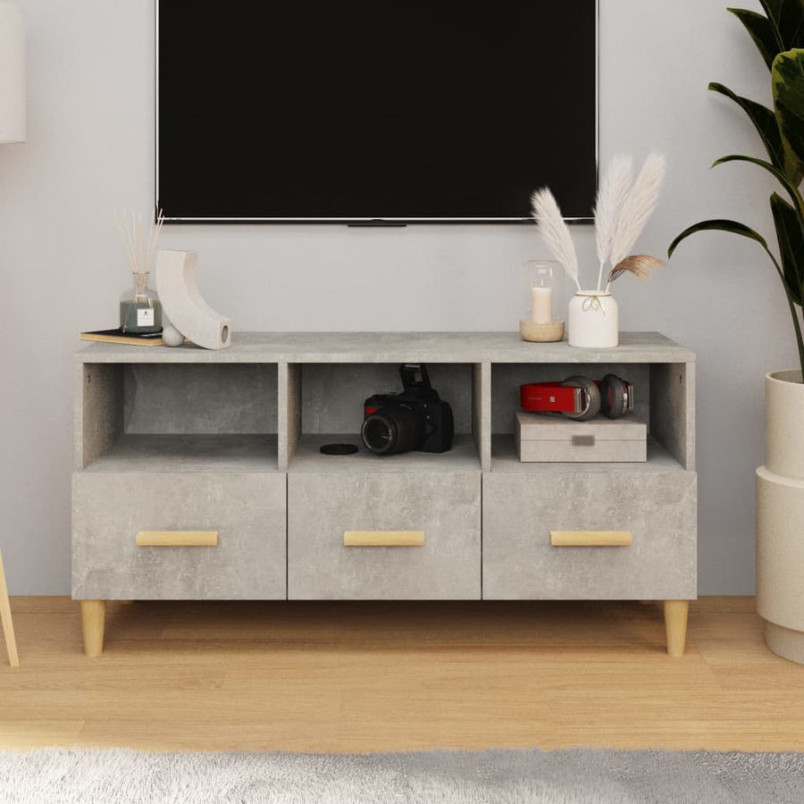 Tv-Meubel 02X36X50 Cm Bewerkt Hout Betongrijs